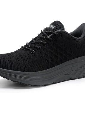 Women's Grey Non Slip Work Shoes Water Canva Resistant Walking Sneakers Shoes